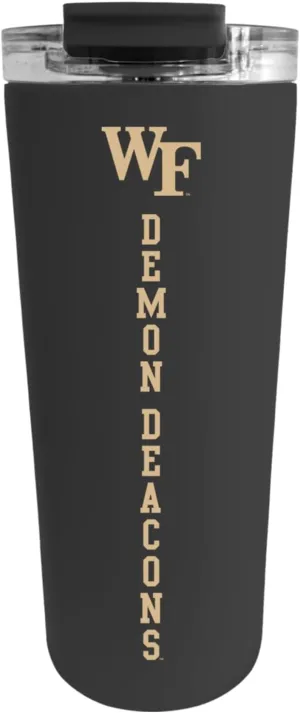 Officially Licensed Collegiate Stainless Steel Tumbler - Double Walled Insulated Travel Thermos - 24 oz (Wake Forest Logo Black)