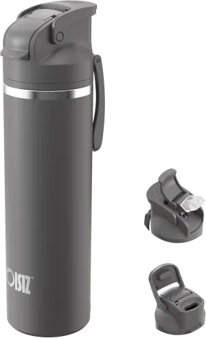 OISIZ Insulated Water Bottle 24 oz with 2-in-1 Straw and Swig Lid, Leakproof and BPA Free, Keep Cold 24H, Vacuum Stainless Steel Water Bottle for School, Travel and Sports, All Dishwasher Safe