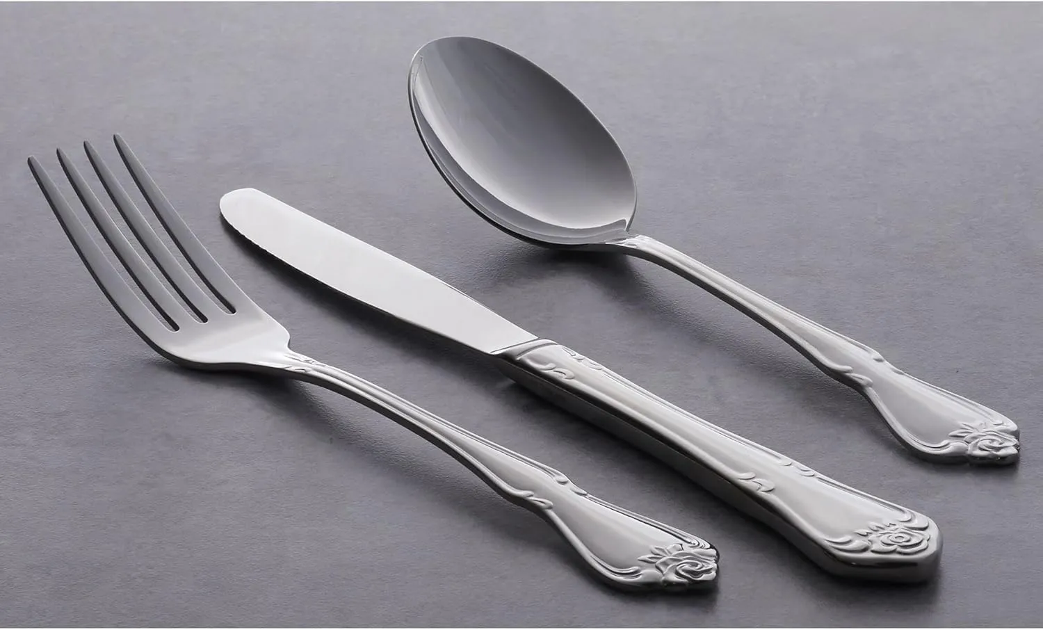 Oneida True Rose 45 Piece Everyday Flatware, Service for 8, 18/0 Stainless Steel, Silverware Set, Silver
