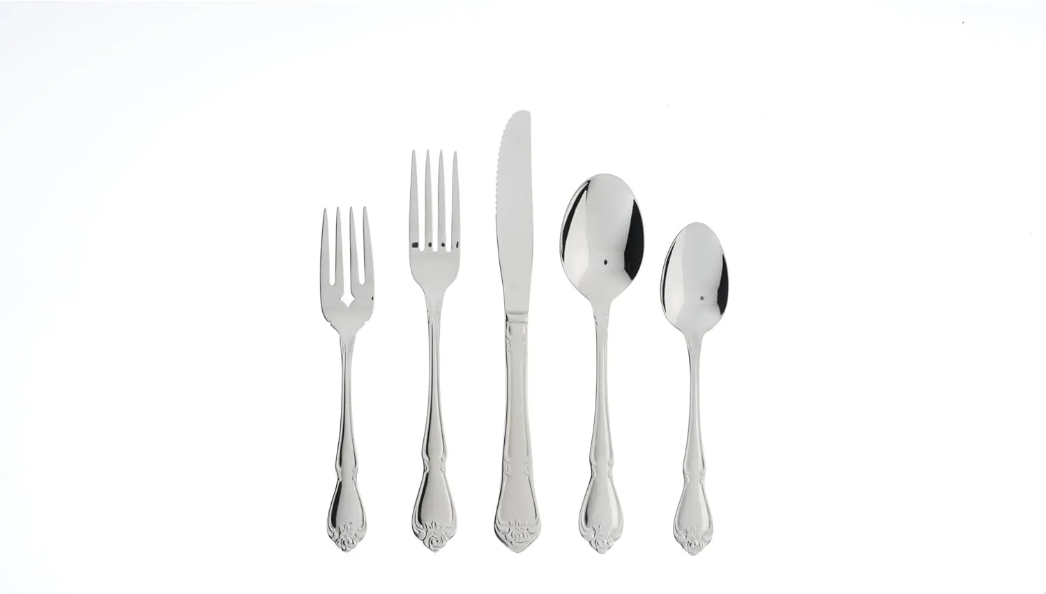 Oneida True Rose 45 Piece Everyday Flatware, Service for 8, 18/0 Stainless Steel, Silverware Set, Silver