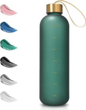 Opard 27oz/32oz Motivational Water Bottle with Time Marker to Drink, Reusable Plastic Bottle with BPA Free Tritan for Gym and Sports