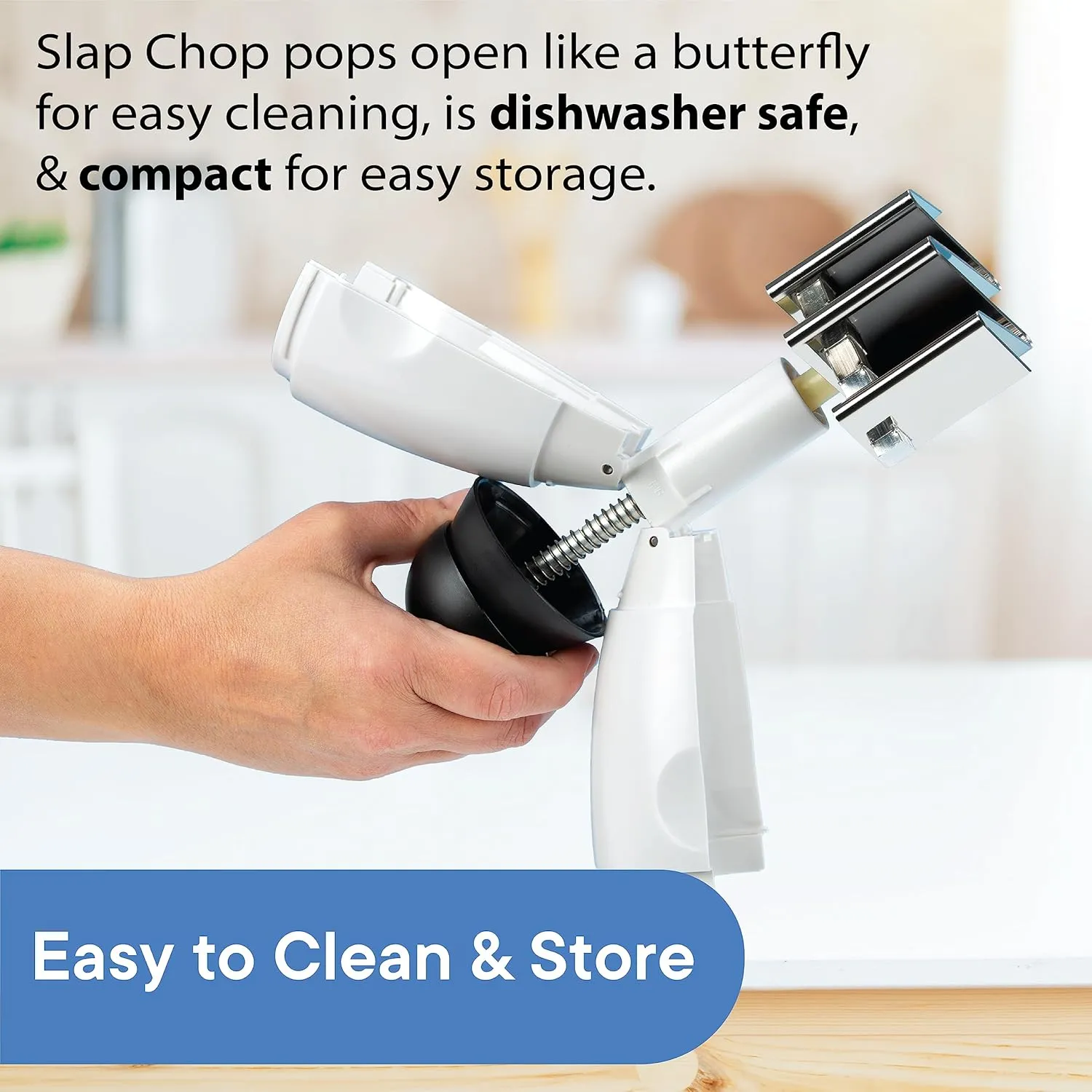 Original Slap Chop Slicer Chopper with Stainless Steel Blades & Butterfly Opening for Easy Cleaning - Vegetable Chopper Gadget - Mini Chopper for Salads - Kitchen Accessory
