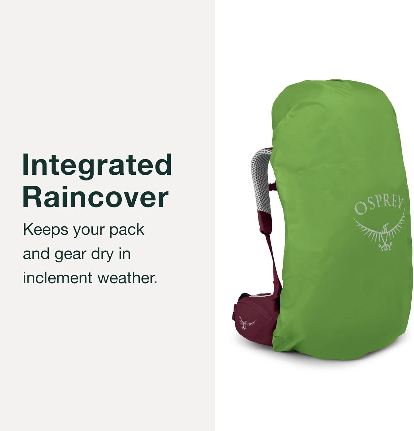Osprey Aura AG LT 65L Women's Backpacking Backpack, Koseret/Darjeeling Spring Green, WXS/S