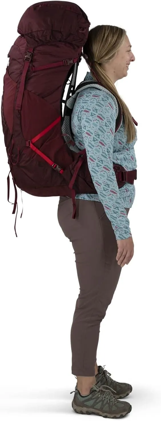 Osprey Aura AG LT 65L Women's Backpacking Backpack, Koseret/Darjeeling Spring Green, WXS/S