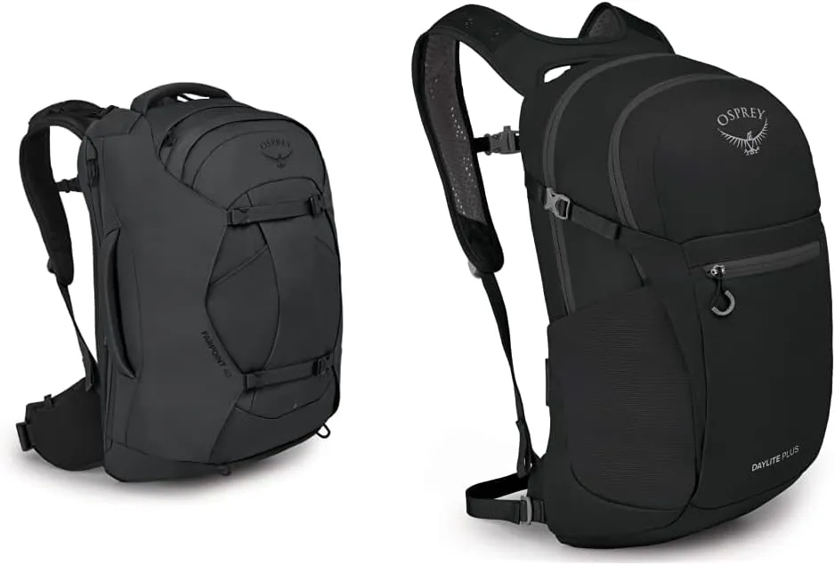 Osprey Farpoint 40 Travel Backpack, Multi, O/S & Daylite Plus Daypack, Black, One Size