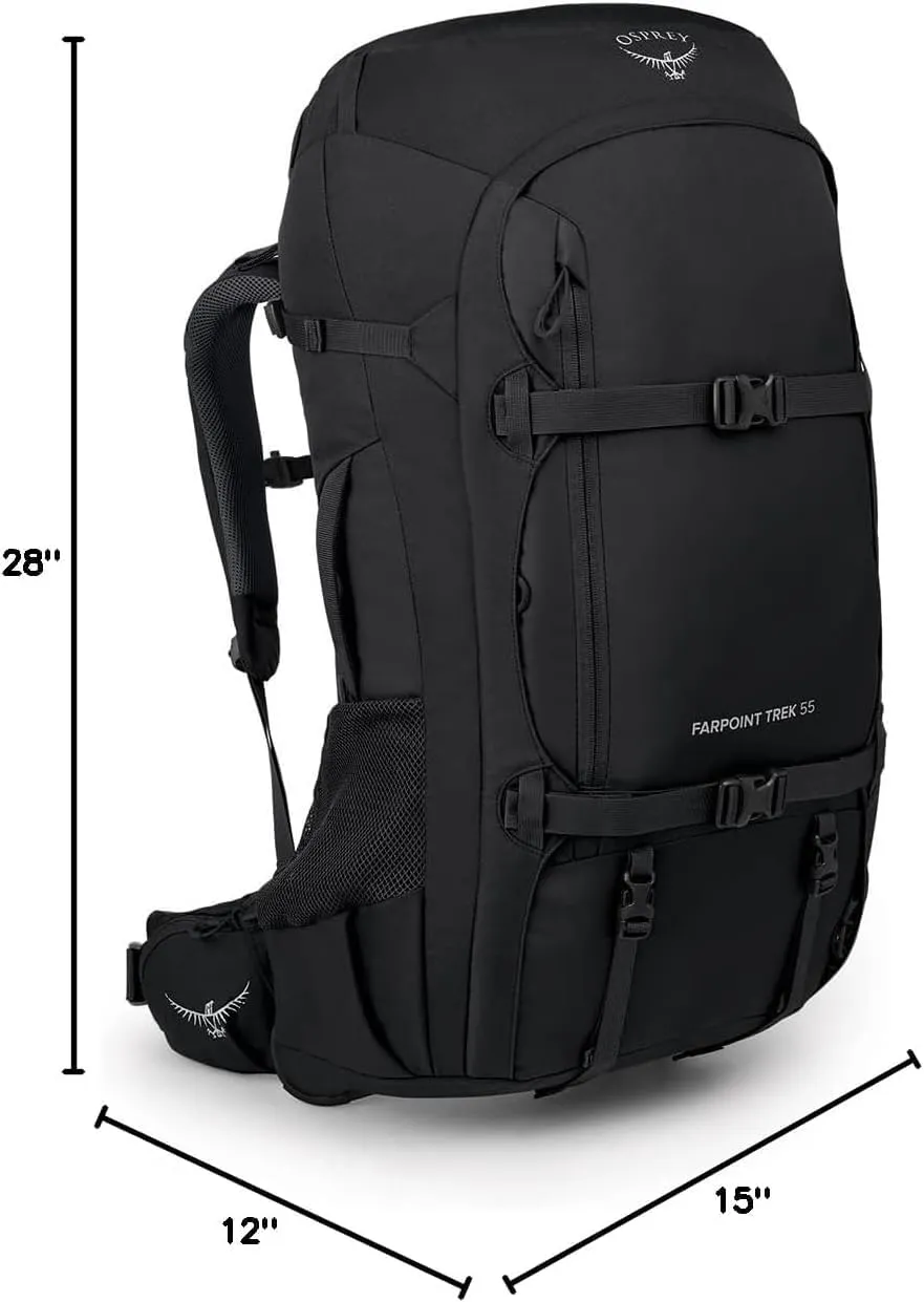 Osprey Farpoint Trek 55L Men's Travel Backpack, Black