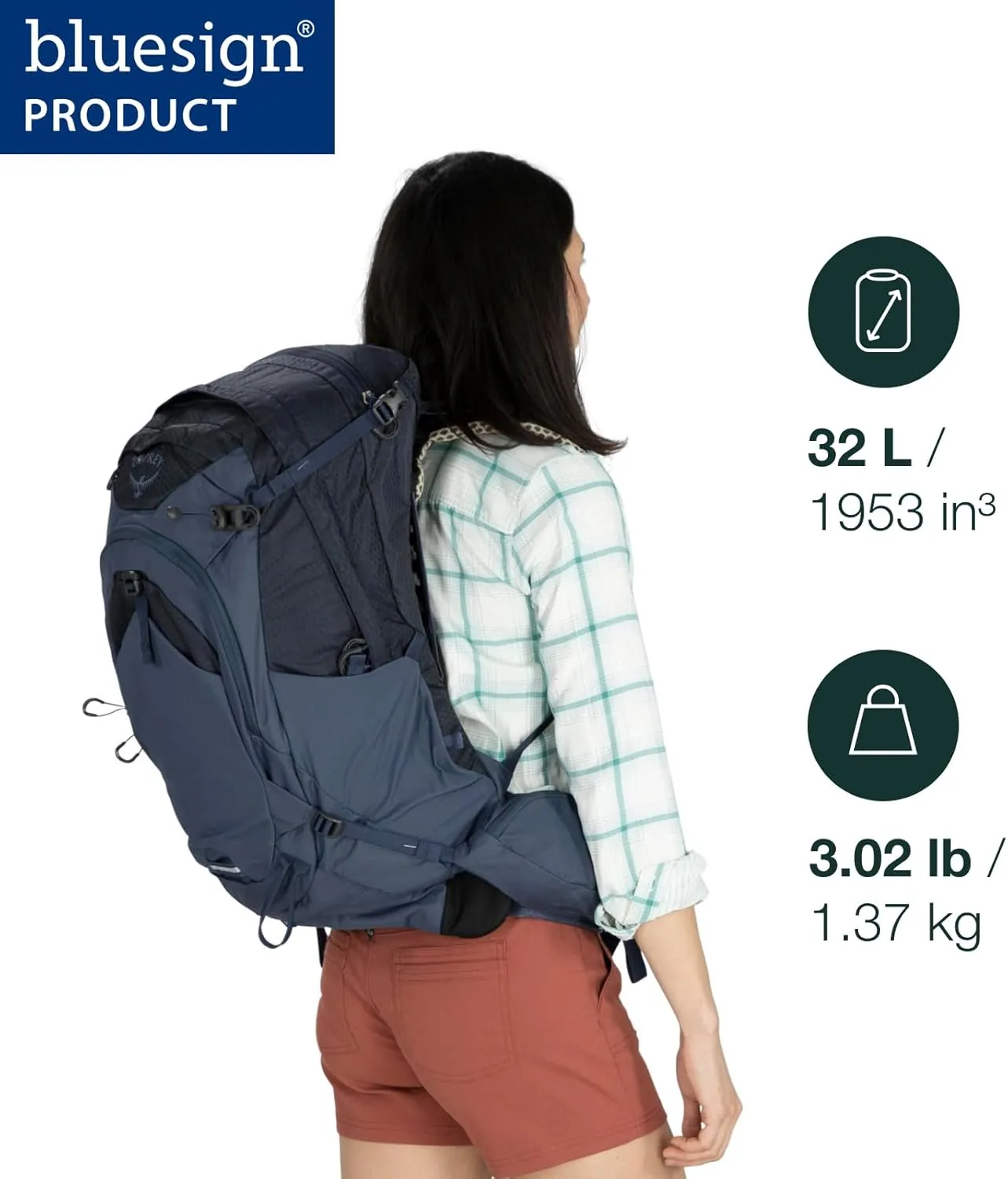 Osprey Mira 32L Women's Hiking Backpack with Hydraulics Reservoir, Anchor Blue
