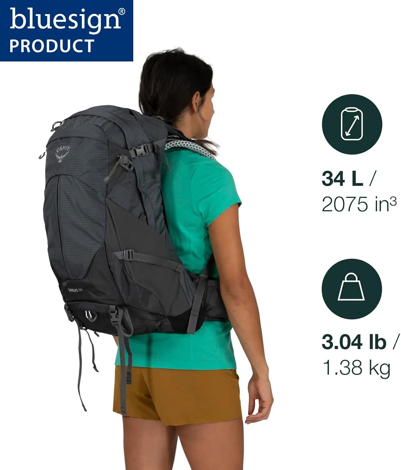 Osprey Sirrus 34L Women's Hiking Backpack, Muted Space Blue