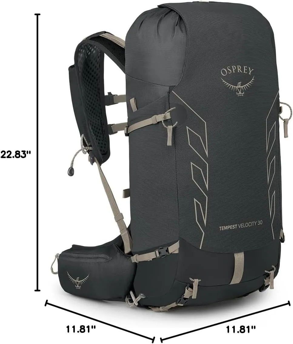 Osprey Tempest Velocity 30L Women's Hiking Backpack, Dark Charcoal/Chiru Tan, WM/L