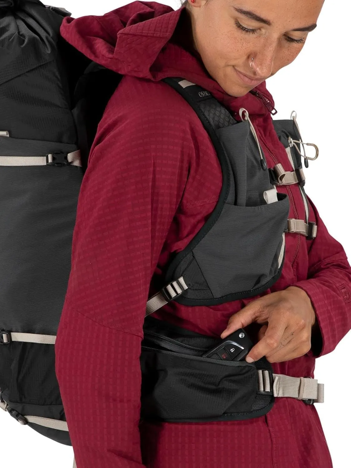 Osprey Tempest Velocity 30L Women's Hiking Backpack, Dark Charcoal/Chiru Tan, WM/L