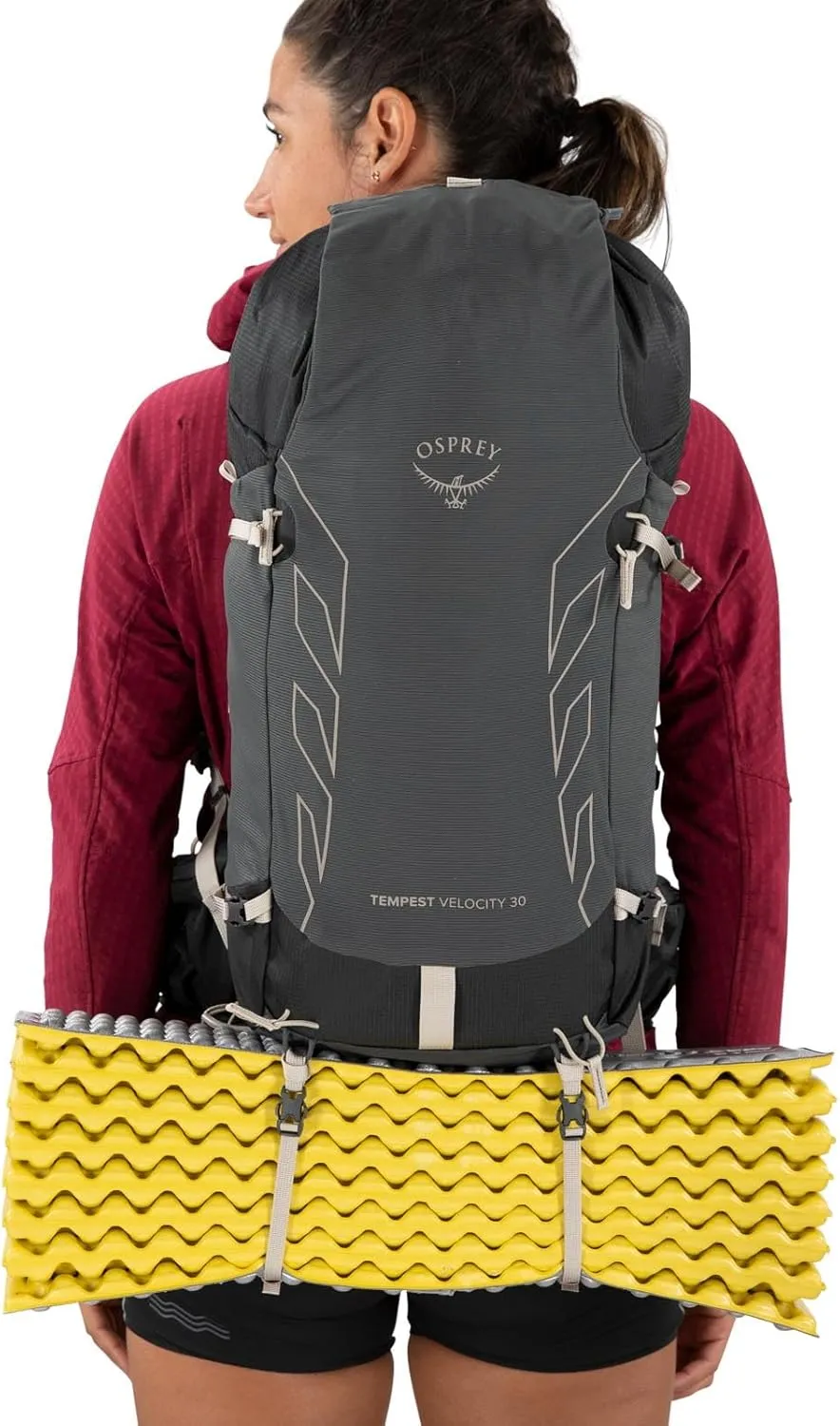 Osprey Tempest Velocity 30L Women's Hiking Backpack, Dark Charcoal/Chiru Tan, WM/L