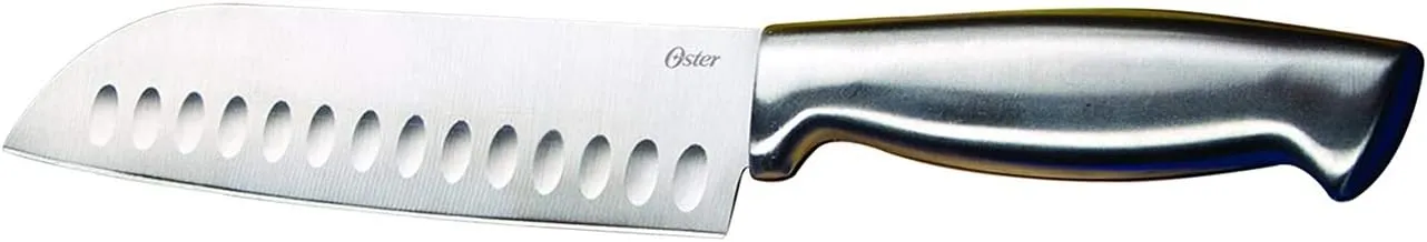 Oster Baldwyn 14 Piece Stainless Steel Cutting Kitchen Knife Cutlery Set with Swivel Block Holder and Knife Sharpener, Brushed Satin