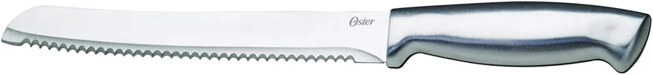 Oster Baldwyn 14 Piece Stainless Steel Cutting Kitchen Knife Cutlery Set with Swivel Block Holder and Knife Sharpener, Brushed Satin