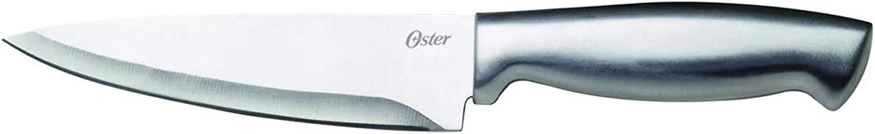 Oster Baldwyn 14 Piece Stainless Steel Cutting Kitchen Knife Cutlery Set with Swivel Block Holder and Knife Sharpener, Brushed Satin