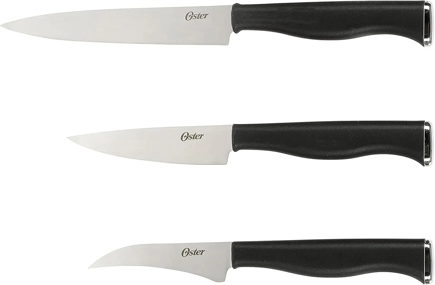 Oster Langmore 15 Piece Stainless Steel Cutlery Knife Block Set W/Black Box – Black Handles