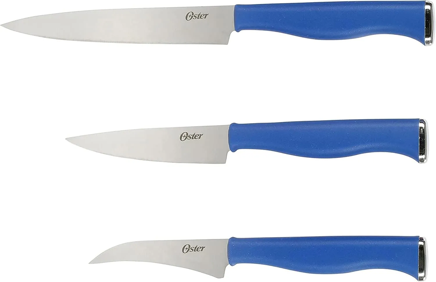Oster Langmore 15 Piece Stainless Steel Cutlery Knife Block Set W/Black Box – Classic Blue Handles