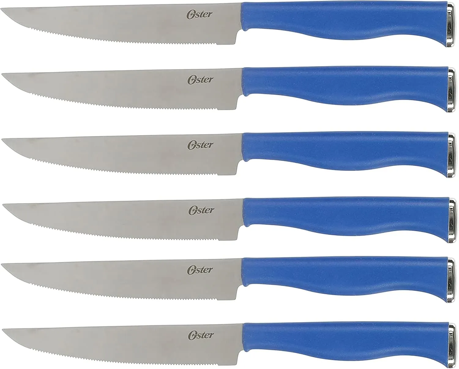 Oster Langmore 15 Piece Stainless Steel Cutlery Knife Block Set W/Black Box – Classic Blue Handles