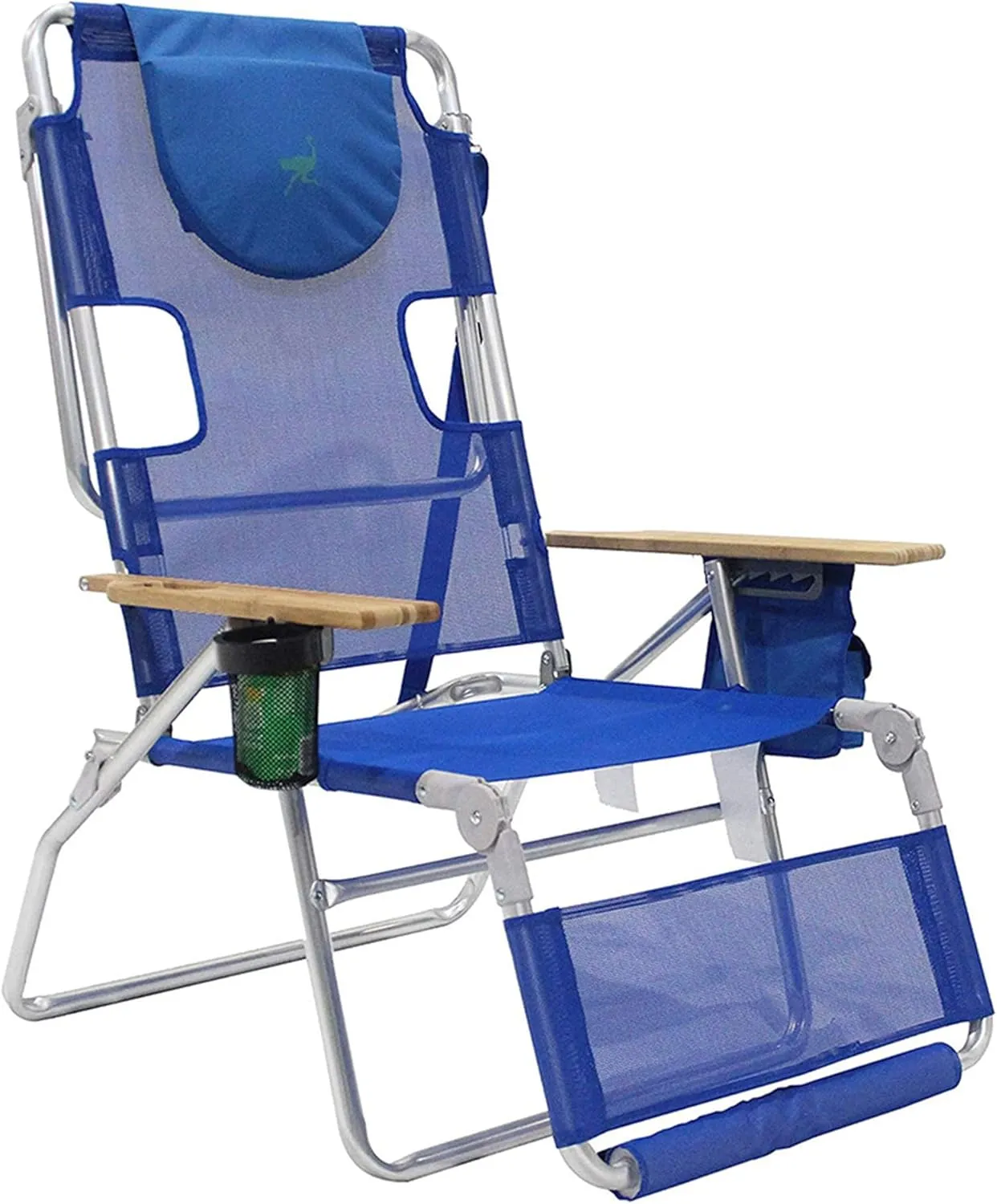 Ostrich 3-N-1 Lightweight Comfortable Altitude Outdoor Lounge Reclining 16-Inch Tall Beach Chair, Blue (3 Pack)
