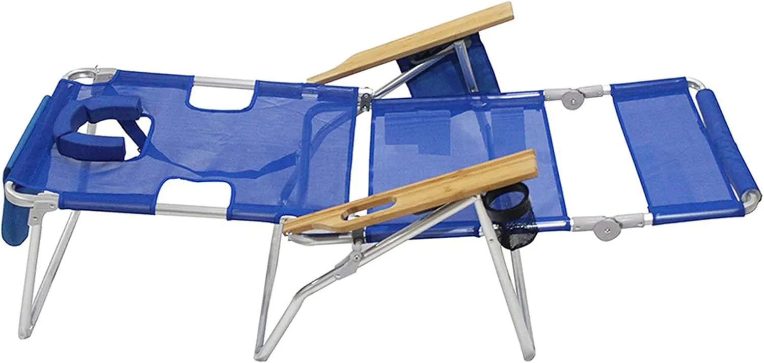 Ostrich 3-N-1 Lightweight Comfortable Altitude Outdoor Lounge Reclining 16-Inch Tall Beach Chair, Blue (3 Pack)
