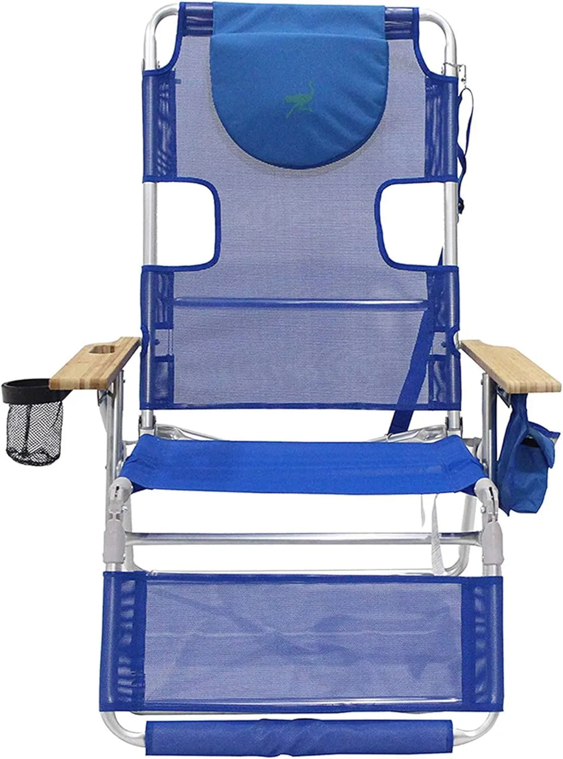 Ostrich 3-N-1 Lightweight Comfortable Altitude Outdoor Lounge Reclining 16-Inch Tall Beach Chair, Blue (3 Pack)