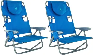 Ostrich On-Your-Back Outdoor Lounge 5 Position Reclining Beach Chair (2 Pack)