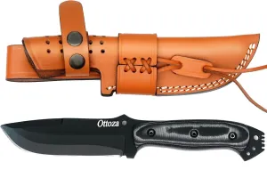 Ottoza Hunting Knife with Sheath - Micarta Handle, 1095 High Carbon Steel Knife, Outdoor Knife Survival Knife Camping Knife Bushcraft Knife Tactical Knife, Fixed Blade Hunting Knives for Men Vertical Carry Knife Sheath 322
