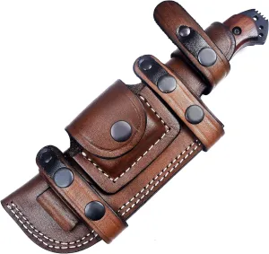 Ottoza Hunting Knife with Sheath - Wood Handle, 1095 High Carbon Steel Knife, Outdoor Knife Survival Knife Camping Knife Bushcraft Knife Tactical Knife, Fixed Blade Hunting Knives for Men Horizontal Carry Knife Sheath 313
