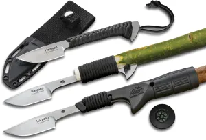Outdoor Edge Harpoon - Tactical Survival Outdoor Knife with Paracord Wrapped Handle with Threaded Blade Holder that Screws onto a Standard Broom Handle - Includes Nylon Belt Sheath