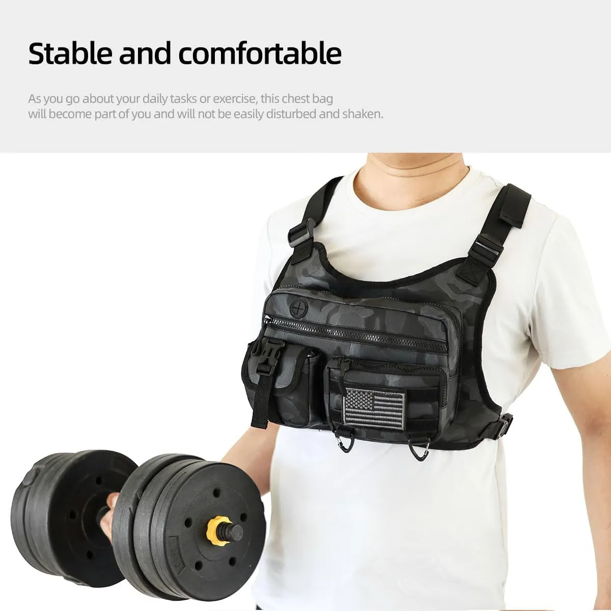 Outdoor Sports Chest Bag for Men and Women, Tactical Vest For Running, Hiking, Cycling, EDC Travel Chest Pack Rig, Water Resistant Lightweight Front Running Vest Bag With Extra Storage