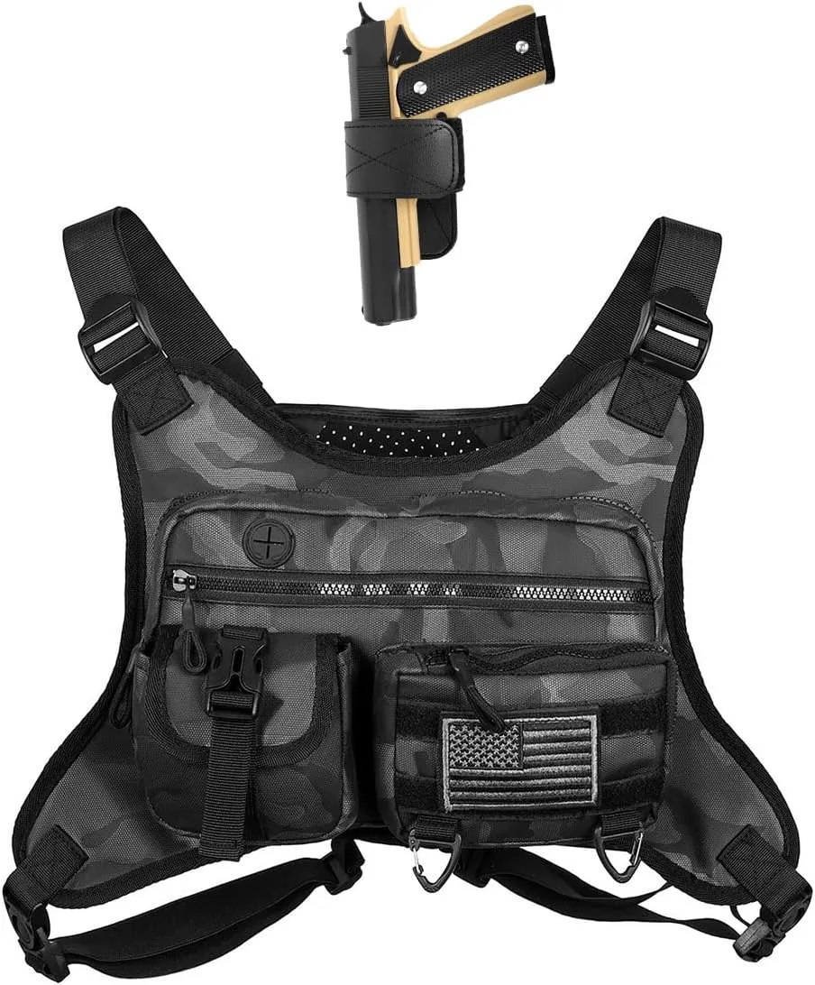 Outdoor Sports Chest Bag for Men and Women, Tactical Vest For Running, Hiking, Cycling, EDC Travel Chest Pack Rig, Water Resistant Lightweight Front Running Vest Bag With Extra Storage