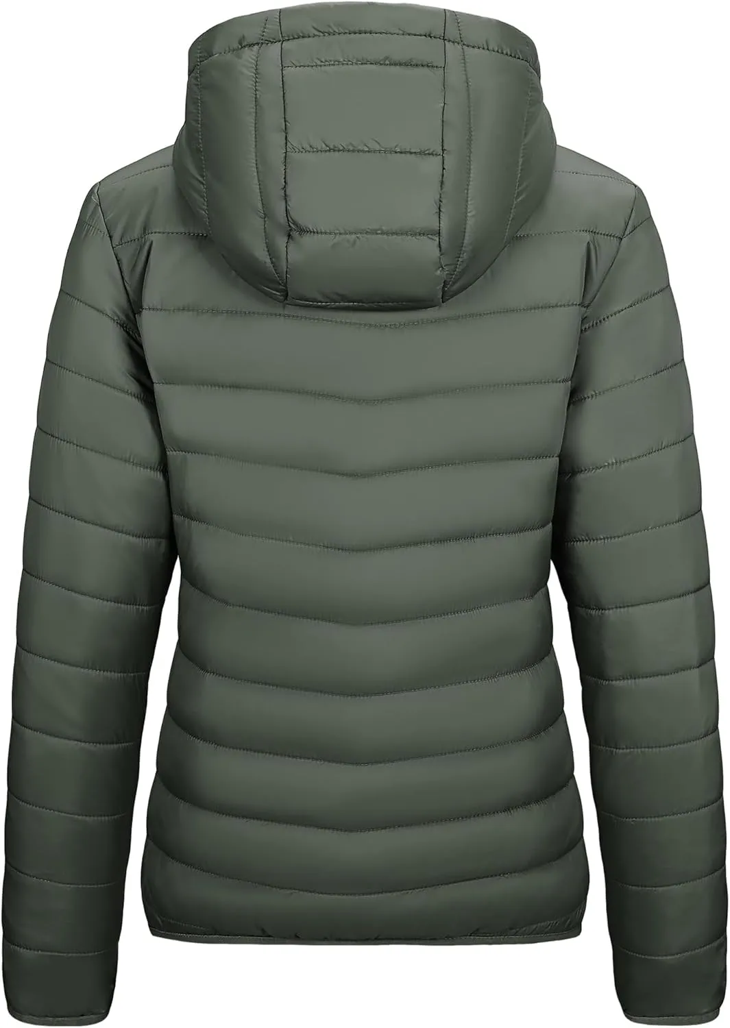 Outdoor Ventures Women's Packable Lightweight Full-Zip Puffer Jacket with Hood Quilted Winter Coat