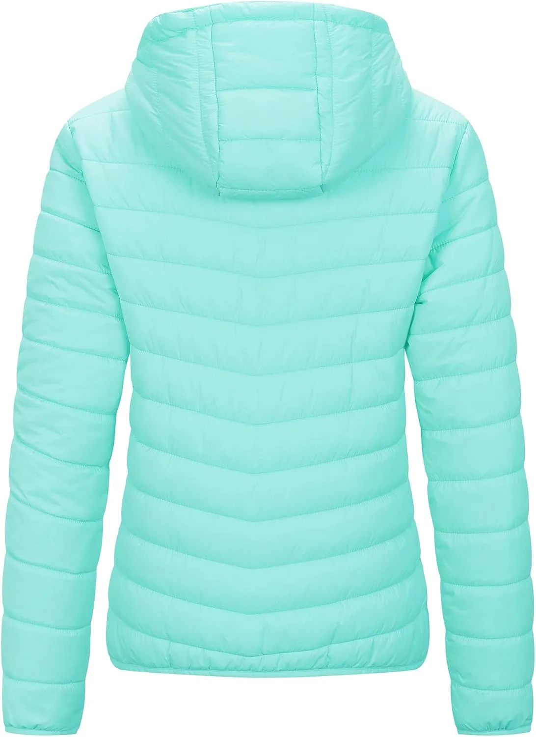 Outdoor Ventures Women's Packable Lightweight Full-Zip Puffer Jacket with Hood Quilted Winter Coat