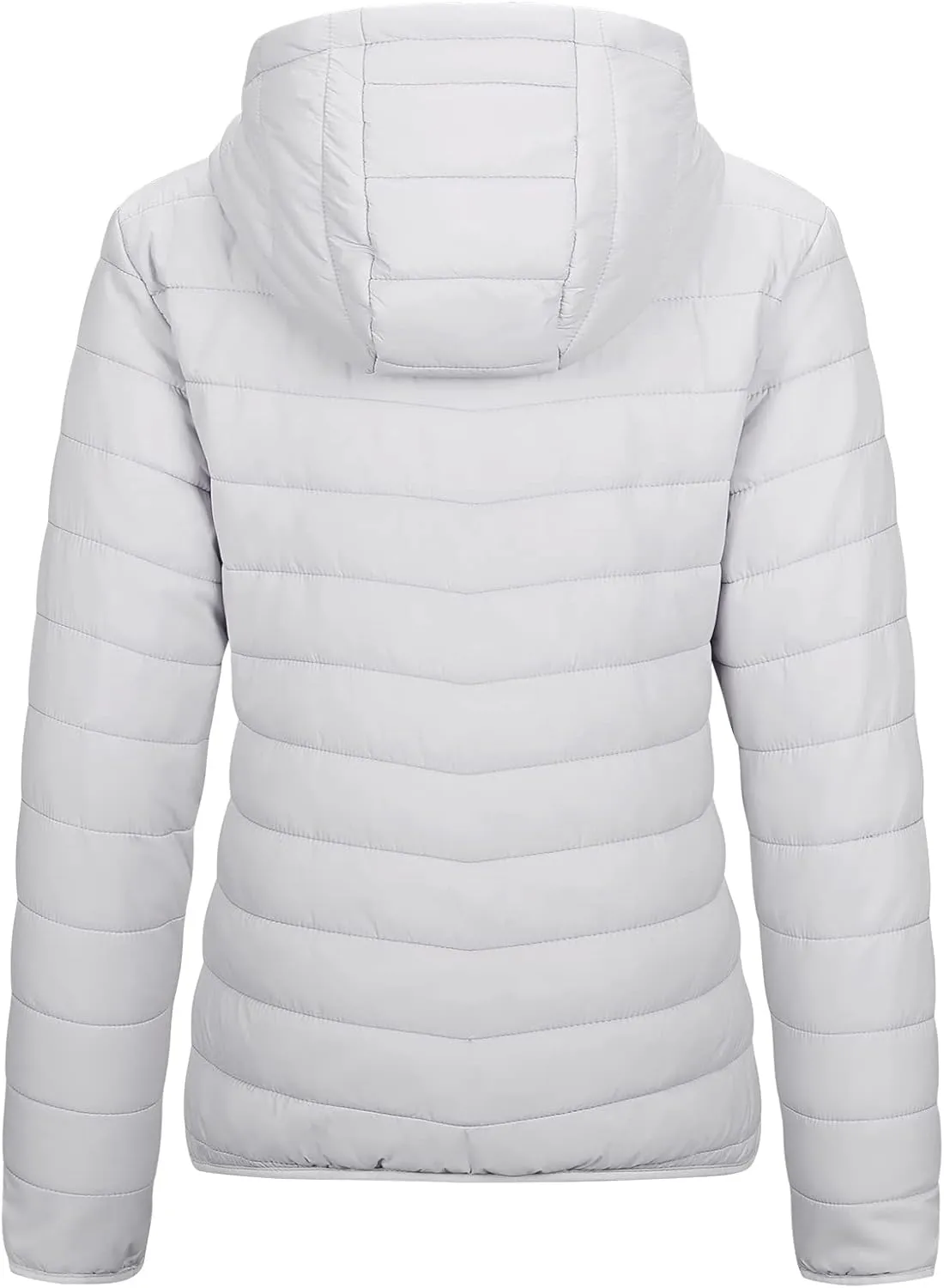 Outdoor Ventures Women's Packable Lightweight Full-Zip Puffer Jacket with Hood Quilted Winter Coat