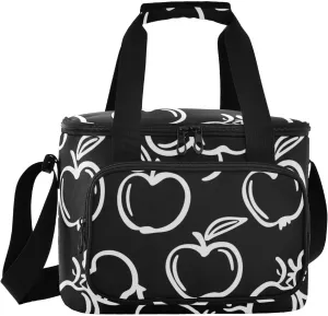 Outline Fruit Black Insulated Cooler Bag for Women Men Leakproof 24 Can Camping Lunch Coolers for Beach Hiking Everyday Use