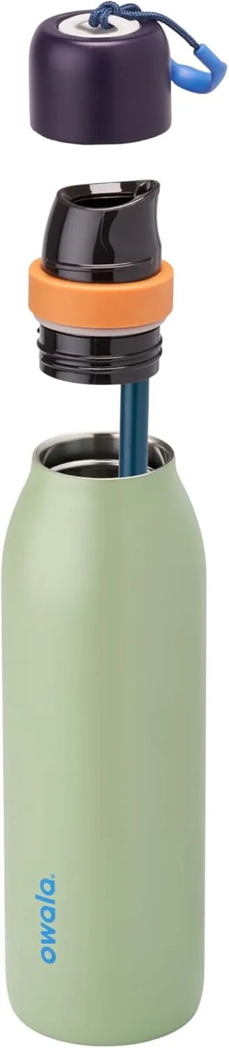Owala FreeSip Twist Insulated Stainless Steel Water Bottle with Straw for Sports and Travel, BPA-Free, 18-oz, Blue/Green (Camo Cool)