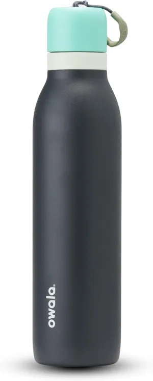 Owala FreeSip Twist Insulated Stainless Steel Water Bottle with Straw for Sports and Travel, BPA-Free, 24-oz, Blue/Grey (Foggy Tide)