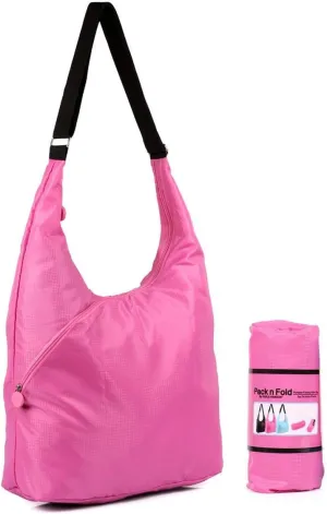 Pack n Fold Foldable Travel Hobo Crossbody Bag (Pink)