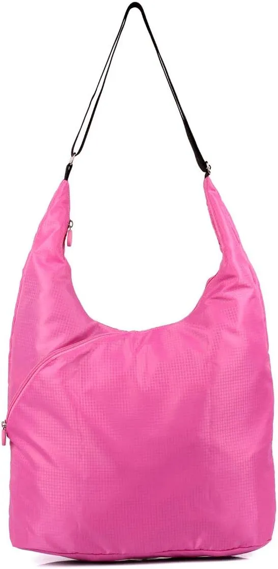 Pack n Fold Foldable Travel Hobo Crossbody Bag (Pink)