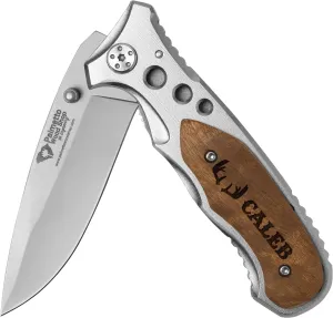 Palmetto Wood Shop Gifts For Him, Laser Engraved Personalized Pocket Knife, Gifts for Husband, Dads, Fathers Day, Valentines, Christmas, Choose from 30 Optional Icons