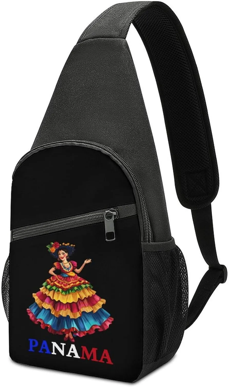 Panamanian Heritage And Pride Crossbody Sling Bag Lightweight Shoulder Chest Bag for Hiking Travel