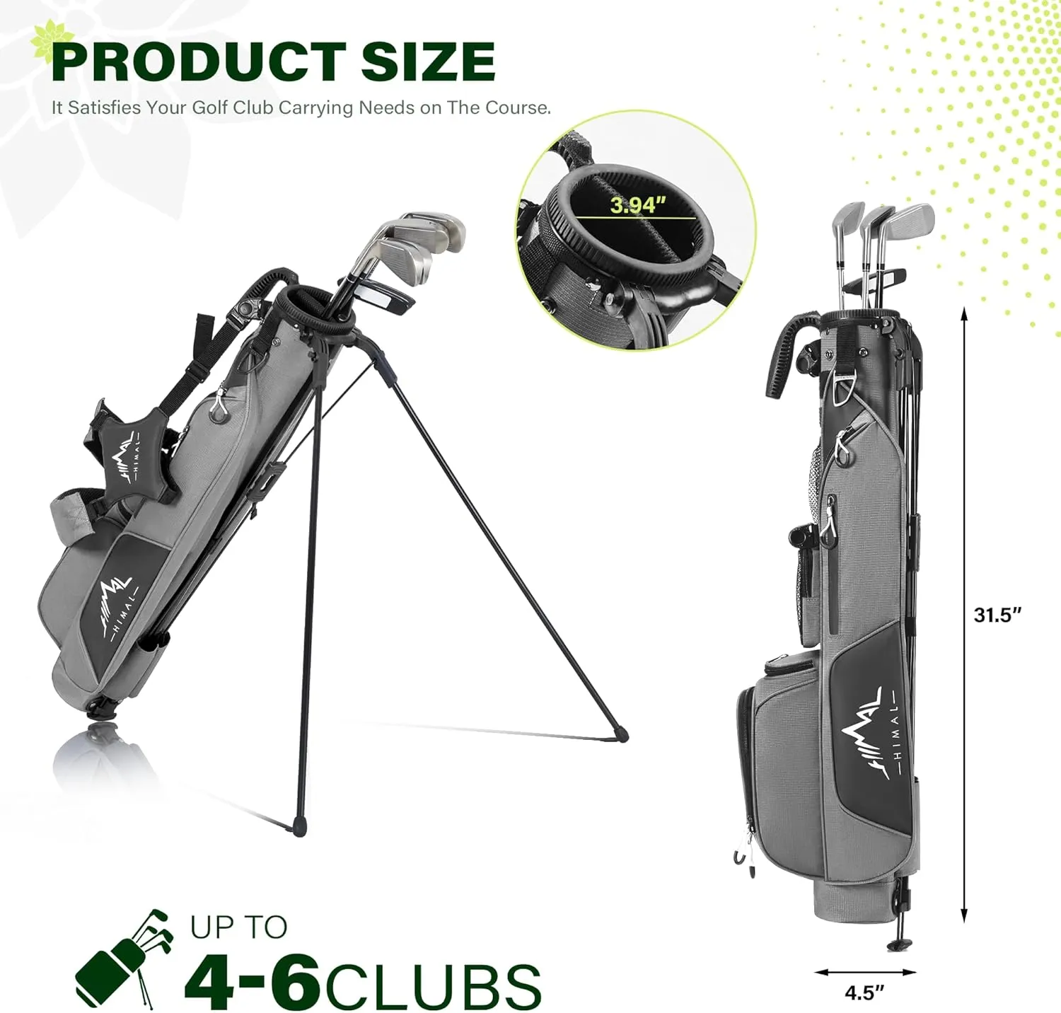 Par 3 Golf Bag Small Lightweight with Dual Shoulder Straps – Pitch n Putt Golf Bag Easy to Carry and Durable for Men/Women– 31.5 inches Tall