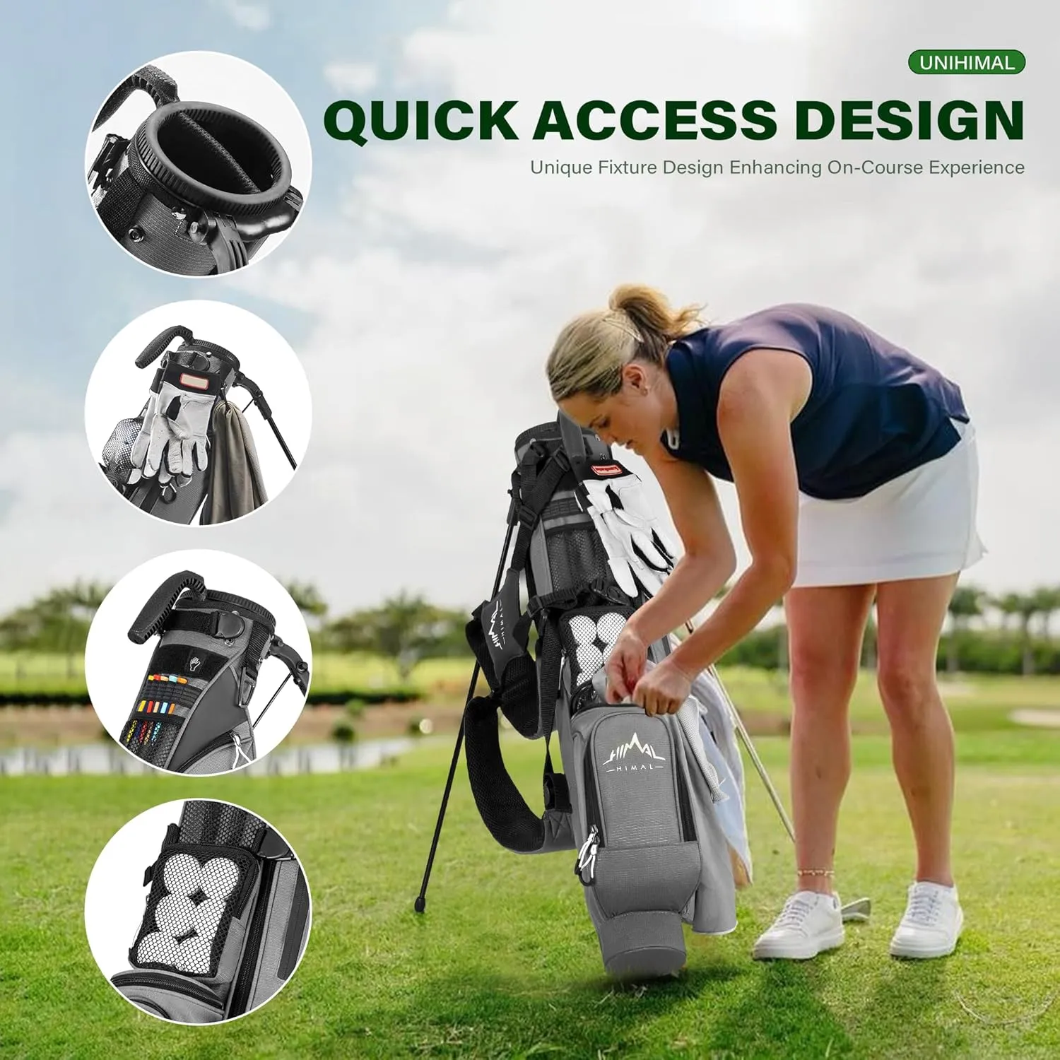 Par 3 Golf Bag Small Lightweight with Dual Shoulder Straps – Pitch n Putt Golf Bag Easy to Carry and Durable for Men/Women– 31.5 inches Tall