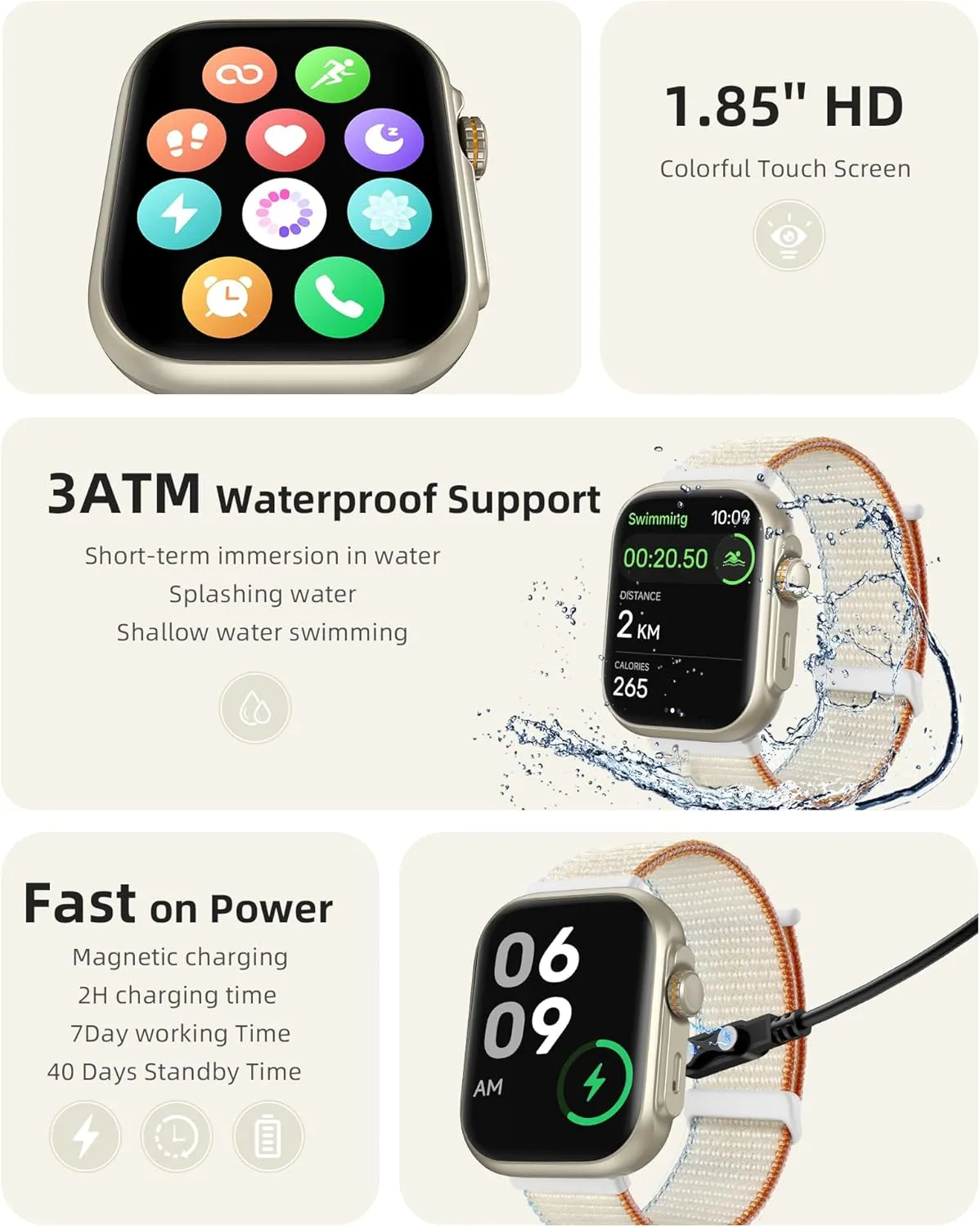 Parsonver Built-in GPS Smart Watch for Women Men with Bluetooth Calling, GPS Fitness Activity Tracker 100  Sport Modes, Heart Rate Sleep Monitor, Waterproof Pedometer for Android & iPhone(Two Bands)