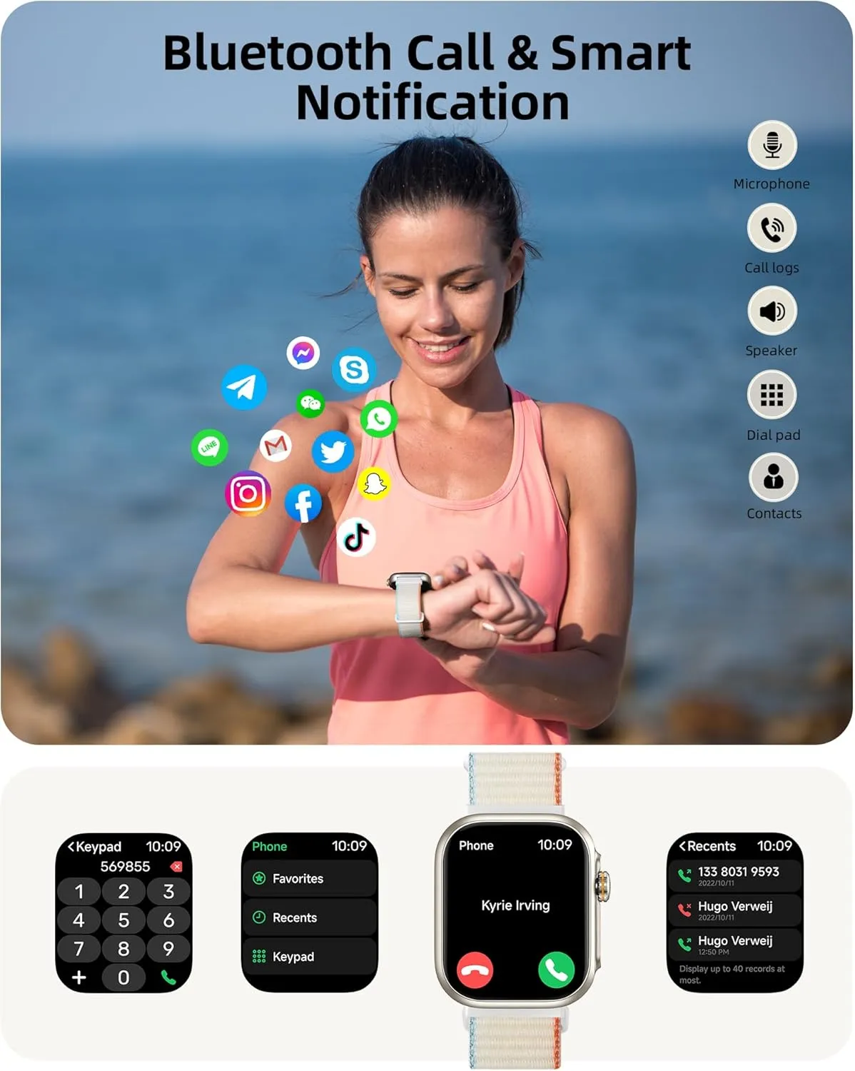 Parsonver Built-in GPS Smart Watch for Women Men with Bluetooth Calling, GPS Fitness Activity Tracker 100  Sport Modes, Heart Rate Sleep Monitor, Waterproof Pedometer for Android & iPhone(Two Bands)