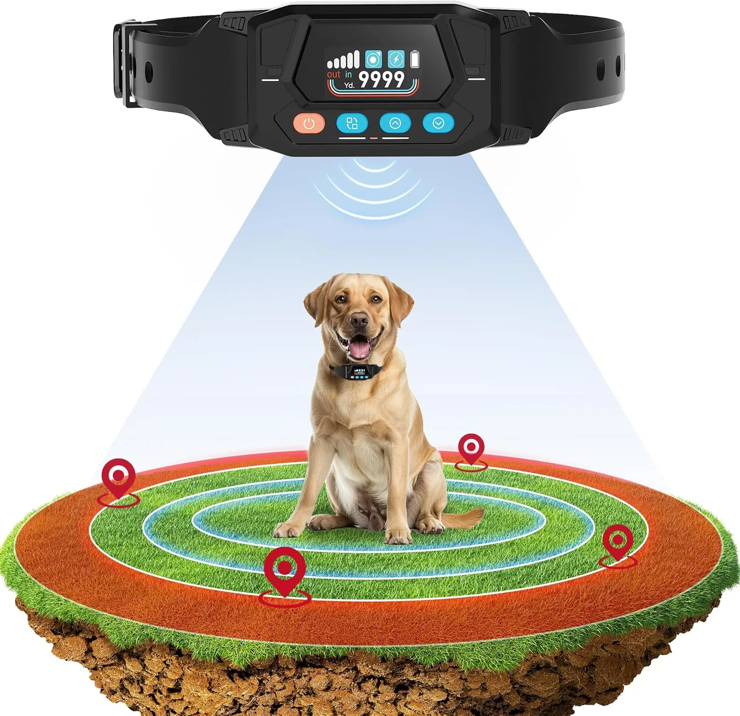 PATPET Electric Fence for Dogs - GPS Wireless Dog Fence Collar with 3 Warning Modes, Radius 33-9999 Yards, Rechargeable Dog Fence System IPX7 Waterproof Dog Fence Only for Outdoor