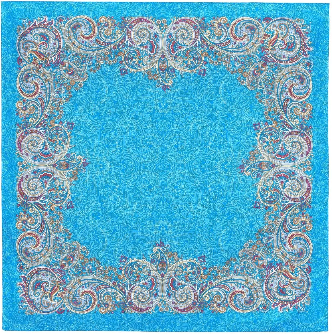 Pavlovo Posad Cotton Shawl for Women 45.3x45.3 (115x115 cm) 100% Cotton Scarf for Women, Wrap, Fashion Scarves