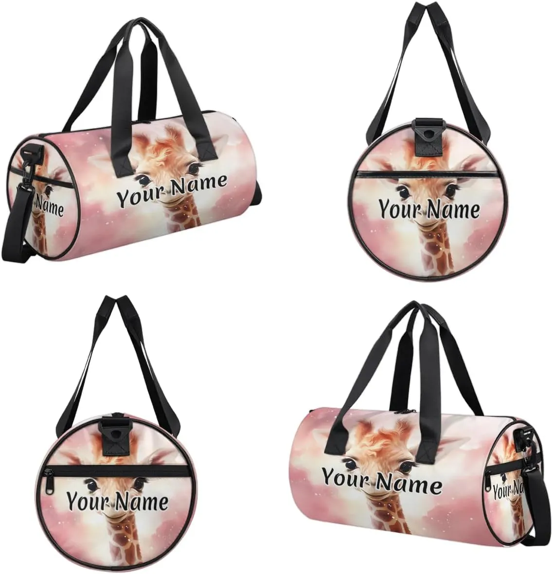 Personalized Duffel Bag for Women, Custom Giraffe Gym Bag for Sports, Waterproof Dance Bag with Name, Lightweight Carryon Gym Bag, Cute Giraffe