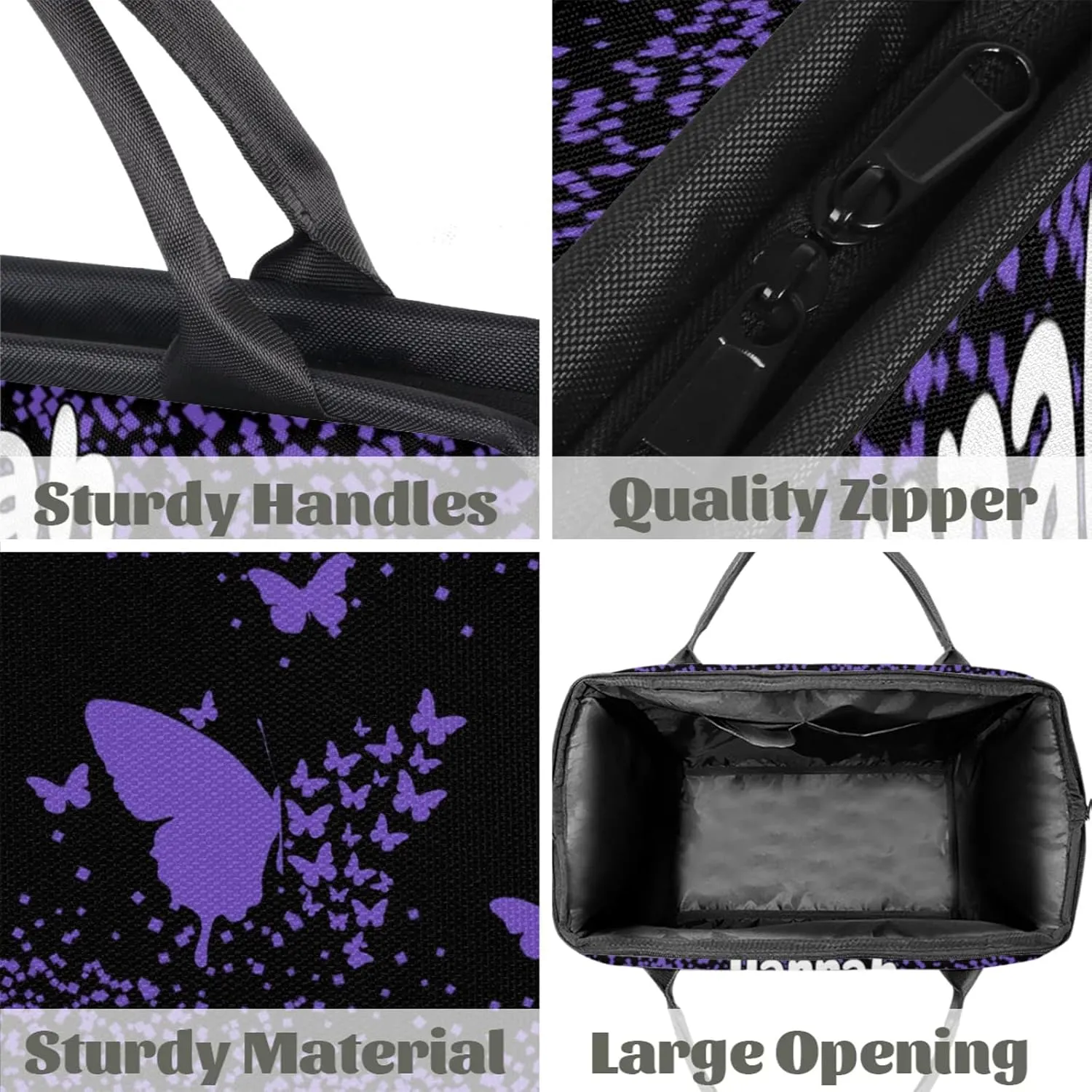Personalized Duffel Bag with Name Butterfly Custom Travel Sports Bag for Women Men Waterproof Dance Ballet Bag Lightweight 15.2in, Purple