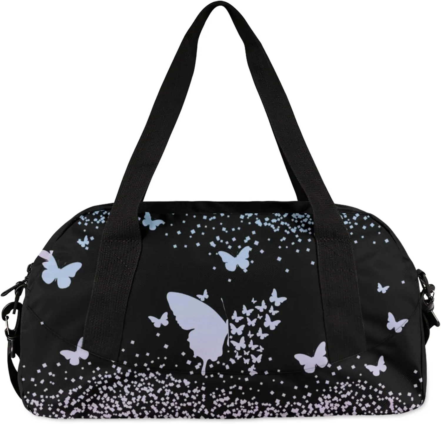 Personalized Duffel Bag with Name Butterfly Custom Travel Sports Bag for Women Men Waterproof Dance Ballet Bag Lightweight 18.5in, Sky Blue Pink
