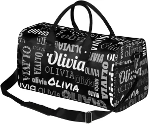 Personalized Duffel Bag with Name Custom Travel Sports Bag for Women Men Waterproof Dance Ballet Bag Lightweight 17.4in, Black